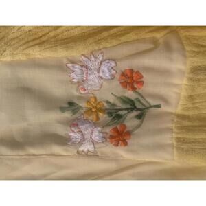 Vintage Yellow Embroidered Cotton Duster Made in Mexico
